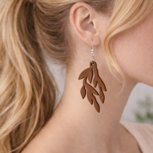 WOODEN LEAF EARRINGS